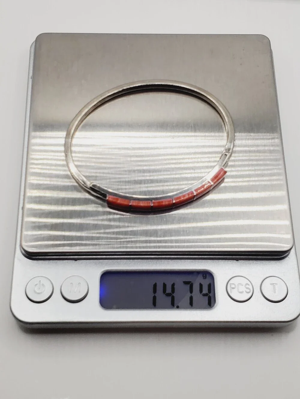 Spiny Oyster Inlay 925 Sterling Silver Hinged Bangle Bracelet